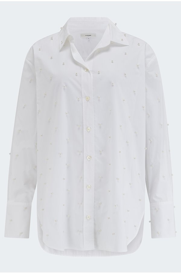 Frame Oversized Shirt In White Pearl In White
