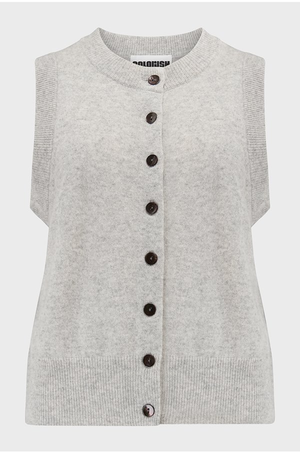 Crush Stevie Button Up Tank In Fluffy Grey In Orange