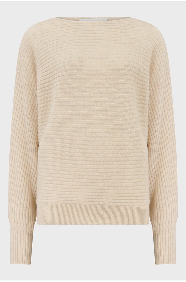 Crush Otis Rib Boat Neck In Cotton In Beige