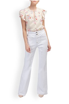 Veronica Beard Farrah Wide Leg Jean in White