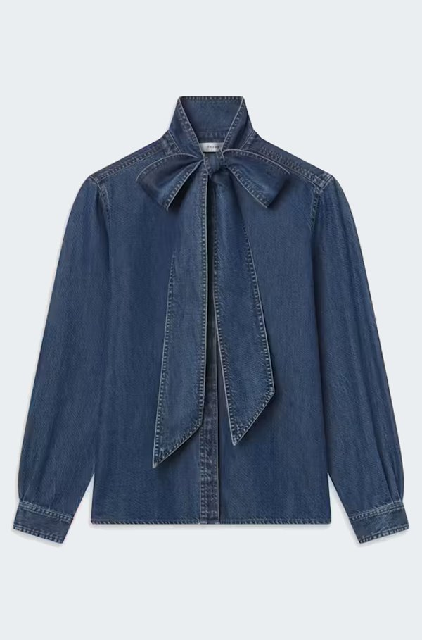 Frame Secretary Blouse In Babydoll In Metallic
