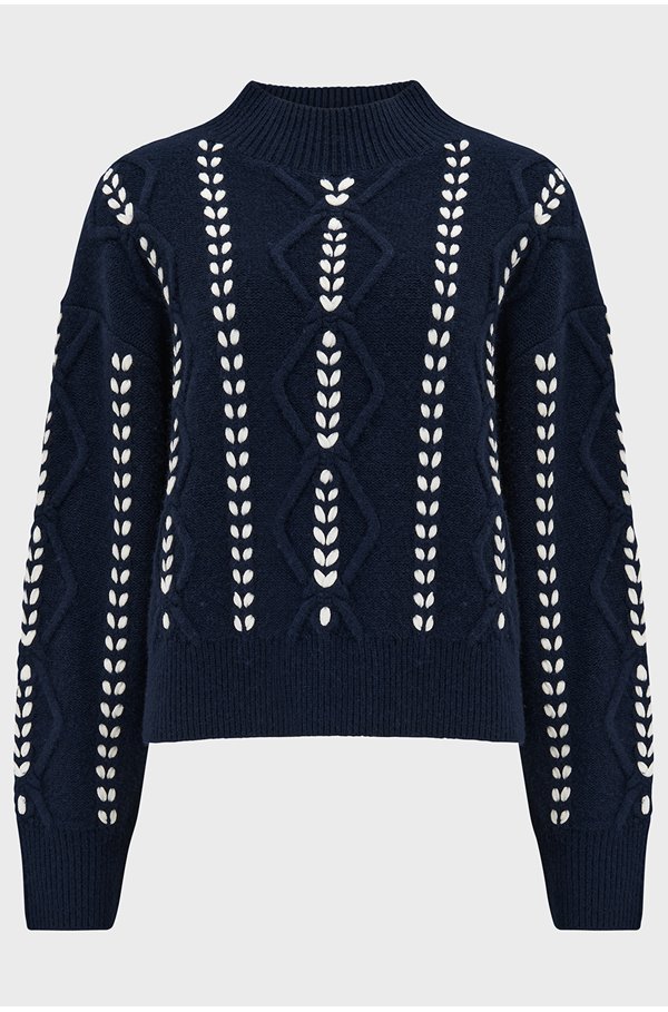 Rails Tori Ribbon Stitch Cable Knit Sweater In Midnight