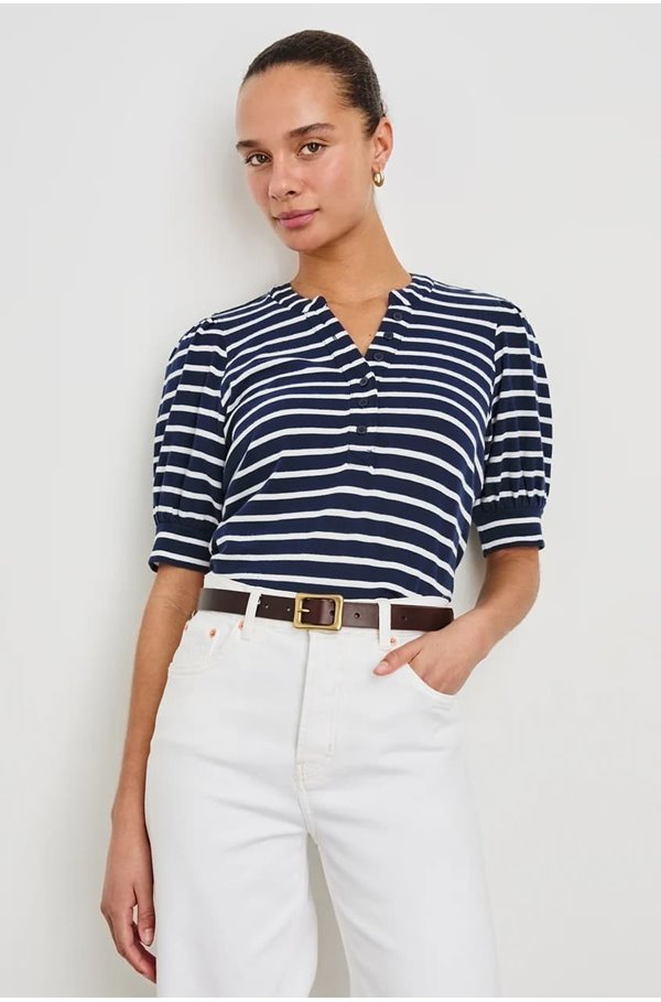 RAILS JEWEL TOP IN NAVY IVORY STRIPE