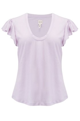 Rebecca Taylor La Vie Washed Textured Jersey Top in Lilac Wine