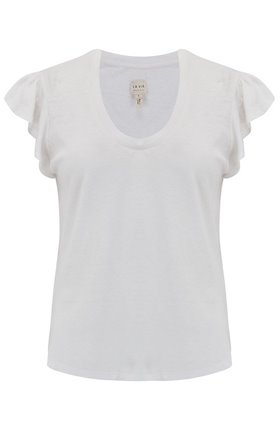 Rebecca Taylor La Vie Washed Textured Jersey Top in Milk