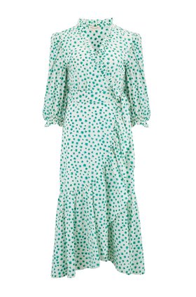 Rebecca Taylor Emerald Daisy Wrap Dress in Cream Combo