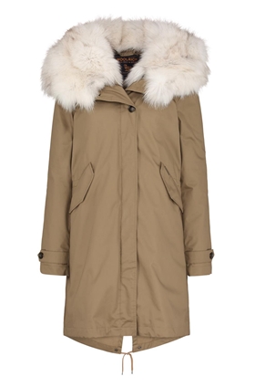 Woolrich Literary Fox Eskimo Coat in Taupe