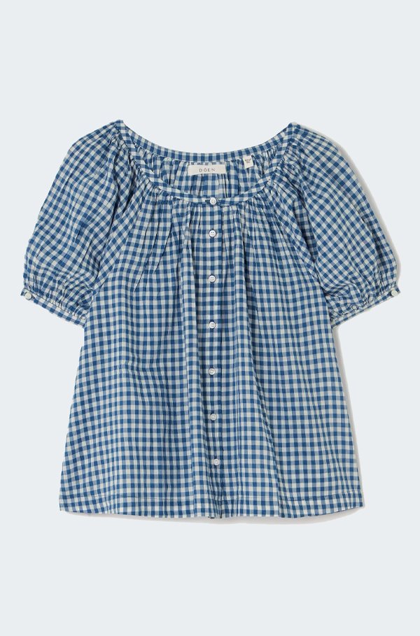 Doen June Top In Blue Gingham