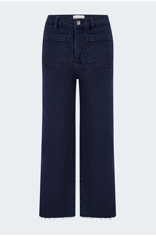 Frame Women's The Anchor High-rise Wide Jeans In Navy Raw Fray In Blue