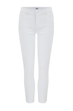 Paige Skyline Skinny Crop Jean in Lived In Crisp White