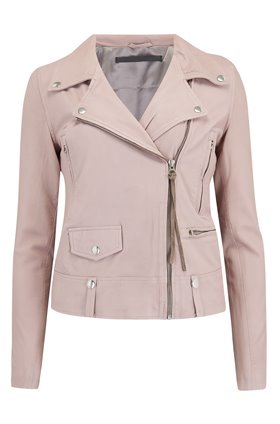 MDK Seattle Thin Leather Biker Jacket in Mushroom
