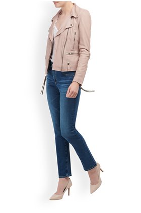 MDK - Munderingskompagniet Seattle Thin Leather Biker Jacket in Mushroom
