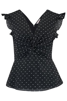 Rebecca Taylor Sleeveless Birdseye Dot Top in Black
