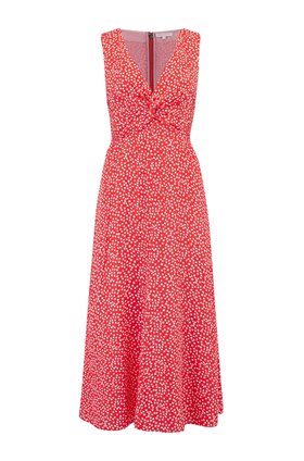 Rebecca Taylor Sleeveless Malia Twist Dress in Cherry Combo