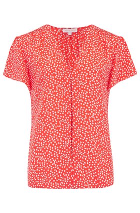 Rebecca Taylor Malia V-Neck Top in Cherry Combo