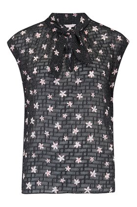 Rebecca Taylor Sleeveless Maui Clip Top in Black Combo