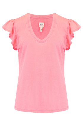 Rebecca Taylor La Vie Washed Textured Jersey Top in Stawberry Ice