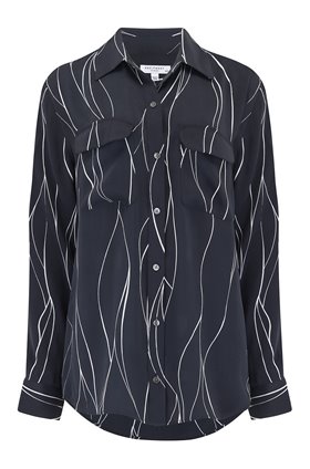 Equipment Slim Signature Shirt in Piscine Eclipse Bright White