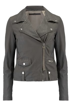 seattle thin leather biker jacket in grey