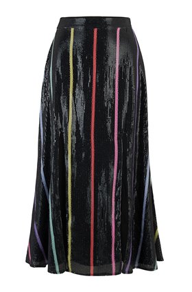 Olivia Rubin Astrid Skirt in Black Sequin Stripe