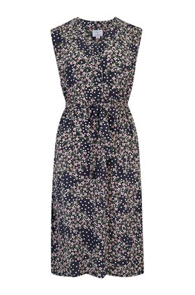 Trilogy Clothing Pippa Sleeveless Dress in Dot Flower Navy