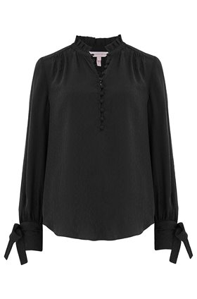 long sleeve cheetah jacquard top in black