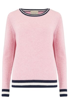 Jumper1234 Heavy Boxy Rib Crew Jumper in Pink