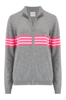 Jumper1234 Mexican Zip Cardigan in Mid Grey