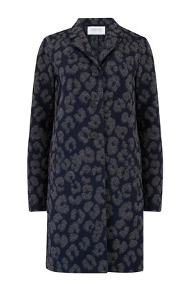 Harris Wharf London Boxy Coat in Leopard Jacquard Navy