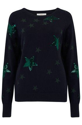 Jeff Knitwear Clay in Sequin Star Navy