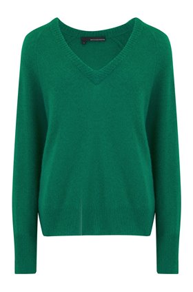 360 Sweater Callie V Neck Jumper in Emerald