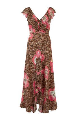 Rixo Antoinette Dress in Camel Coral