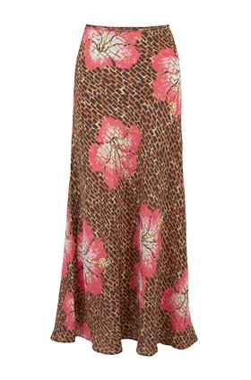 Rixo Kelly Skirt in Camel Coral