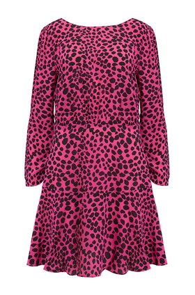 Rixo Kyla Dress in Pink Leopard