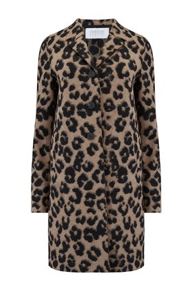 Harris Wharf London Boxy Coat in Leopard Jacquard Tan
