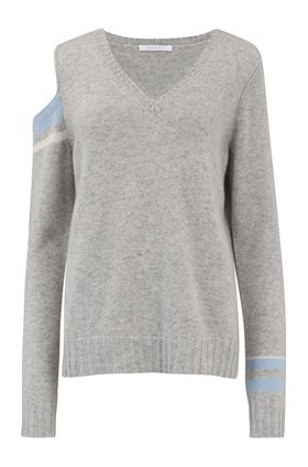 Duffy Shoulder and Cuff and Coloured Jumper in Grey