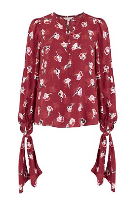 Rebecca Taylor LONG SLEEVE PAINTBRUSH IN CABERNET COMBO