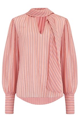 Rebecca Taylor LONG SLEEVE LUREX STRIPE TOP