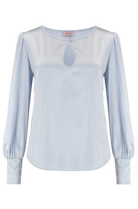 long sleeve charmeuse top in cloud