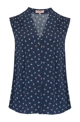 Tailored by Rebecca Taylor Sleeveless Clover Top in Navy Combo