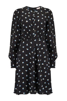 Rebecca Taylor Long Sleeve Brigitte Dress in Black Combo