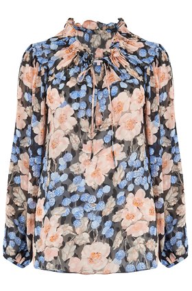 Rebecca Taylor Long Sleeve Blush Rose top in black combo