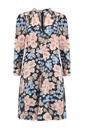 Rebecca Taylor Long Sleeve V Neck Dress in black combo