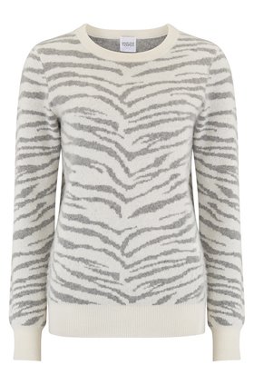 Madeleine Thompson Doc Zebra Jumper in Grey and Cream