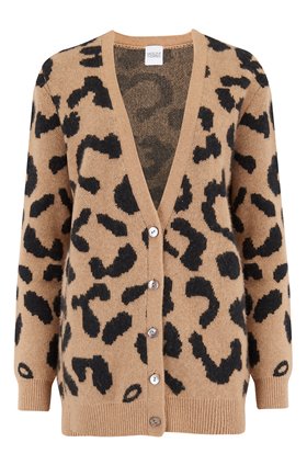 Madeleine Thompson Danny Leopard Cardigan in Camel