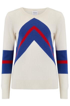 Madeleine Thompson Timothy Mountain Stripe Jumper in Cream/Blue/Red