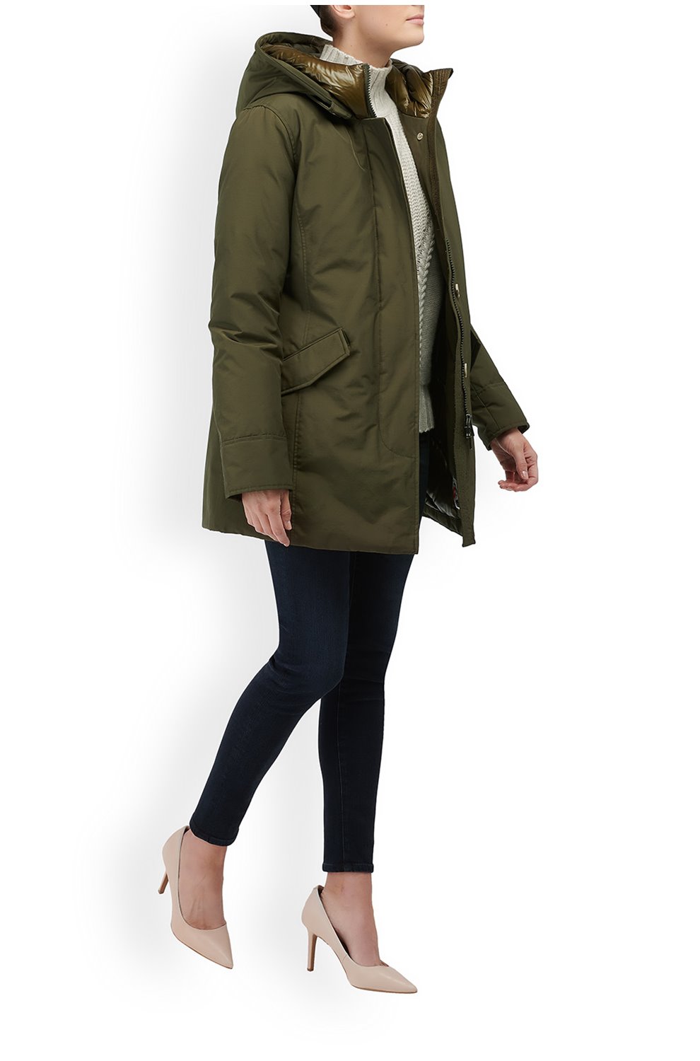 Trilogy Stores Artic Parka No Fur Coat in DK Green