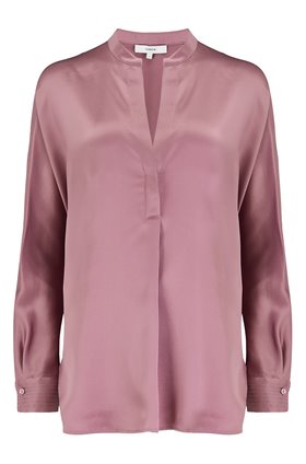 Vince Band Collar Blouse in Amarena