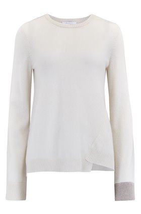 Duffy CONTRAST CUFF JUMPER IN IVORY AND AGATE HEATHER