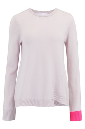 Duffy CONTRAST CUFF JUMPER IN FOUNDATION AND NEON PINK